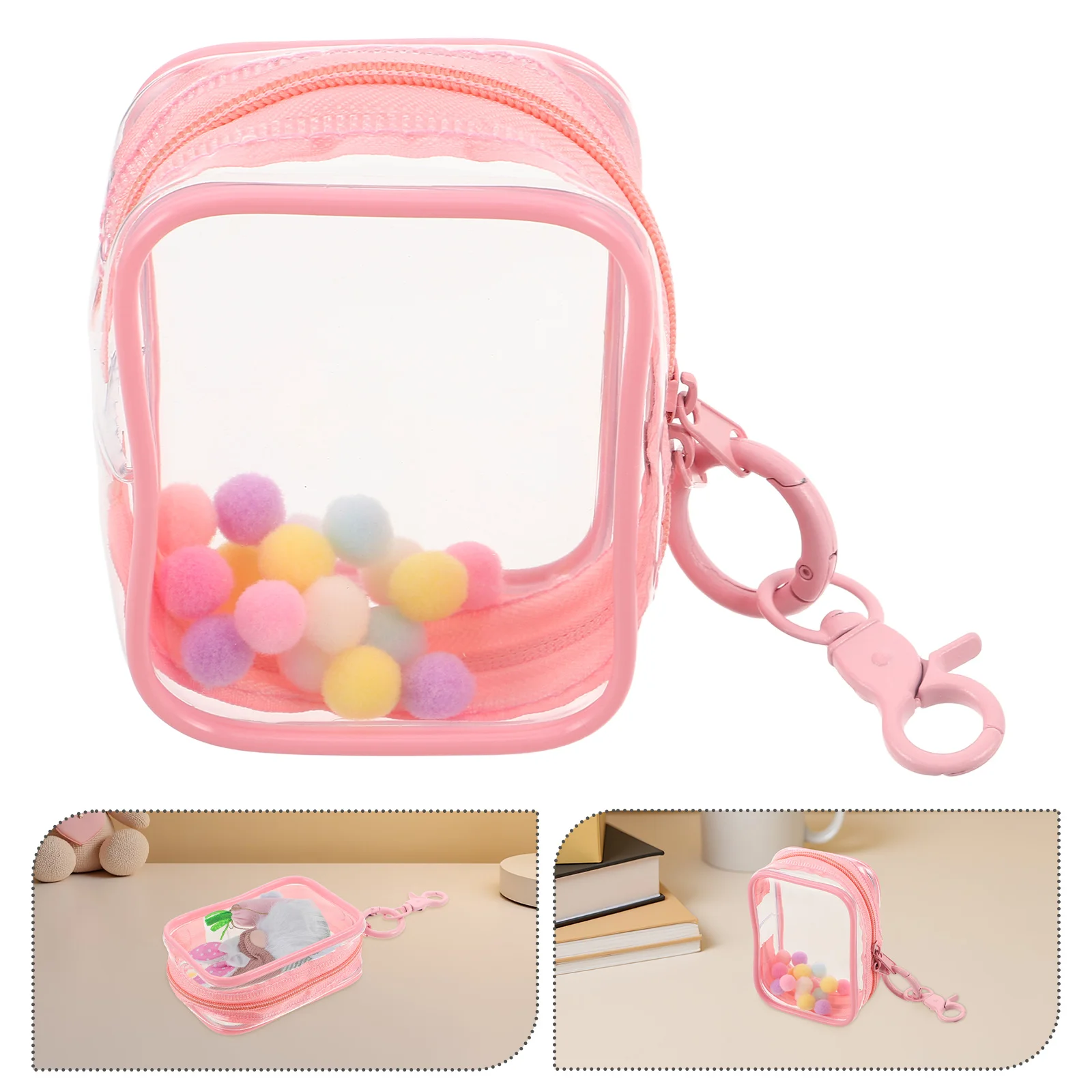 

Storage Bag Display Keychain Small Square Hanging Boxes Carrying Case Pink Bags Clear Cases Walk Baby