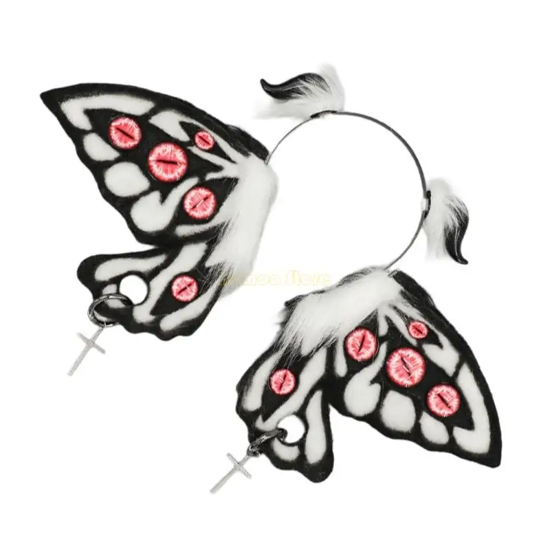 31BF Wing Anime Hairhoop for Roleplay Party Japanese Comics Costume Hairband Halloween Props Hairhoop for Theme Event