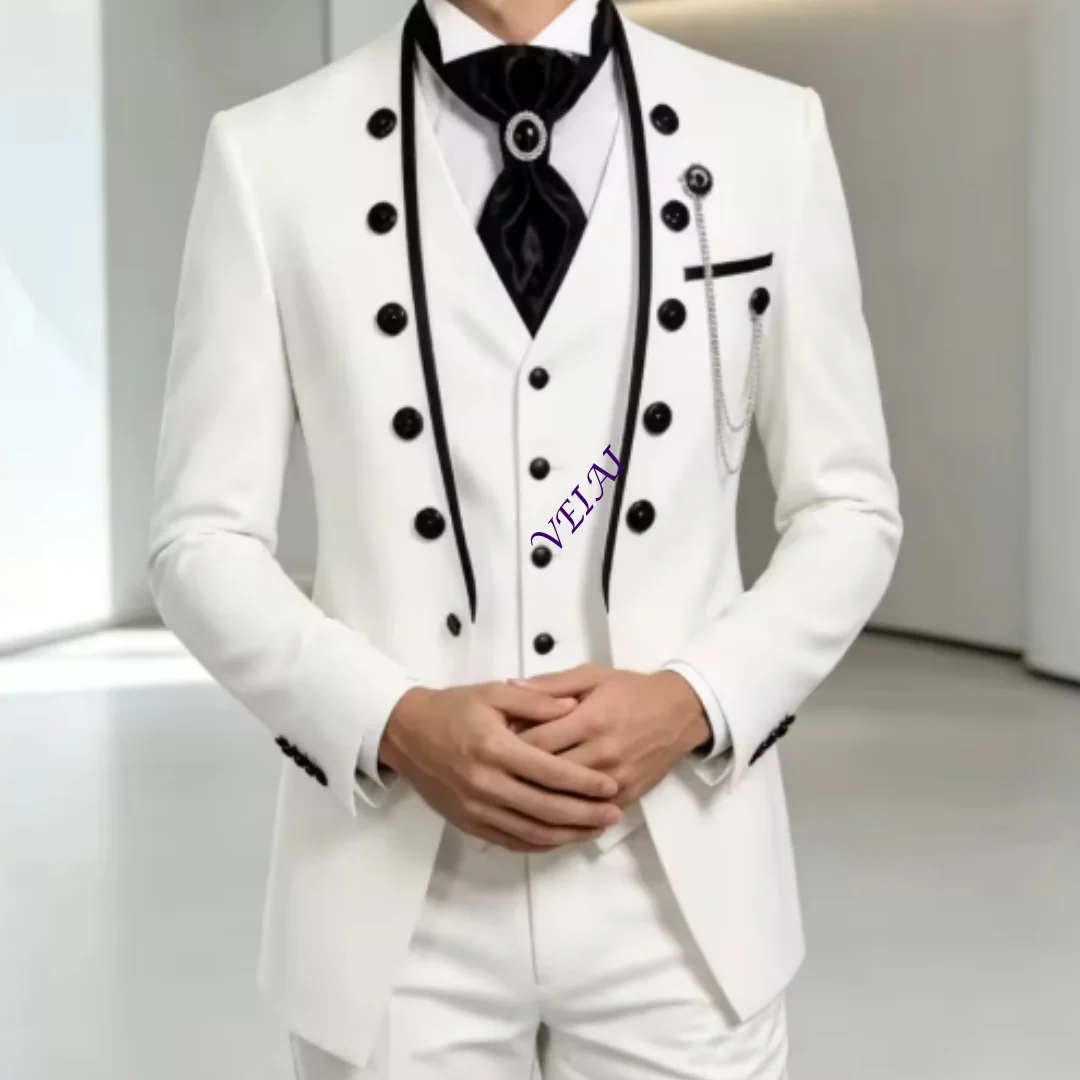 CustomizedNew Black And Purple Formal Business Men Suit Groom Groomsman Wedding Party Prom Male Tuxedos 3 Piece Set Blazer Vest