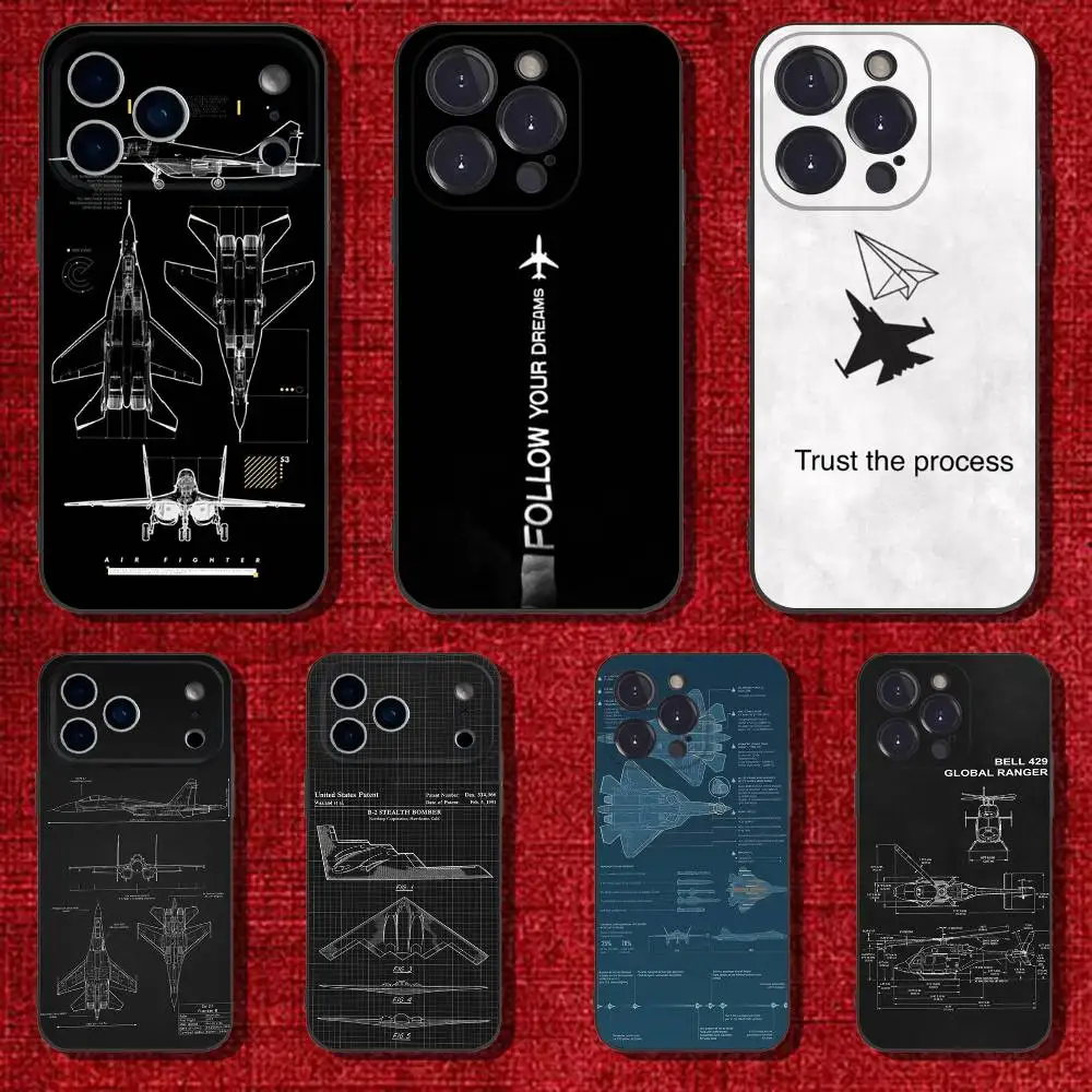 

Aircraft Helicopter plane Phone Case For iPhone 6,17,16,15,14,13,12,11 Plus,Pro Max,XS,X,XR,SE,Mini,8,Soft Silicone Black Cover