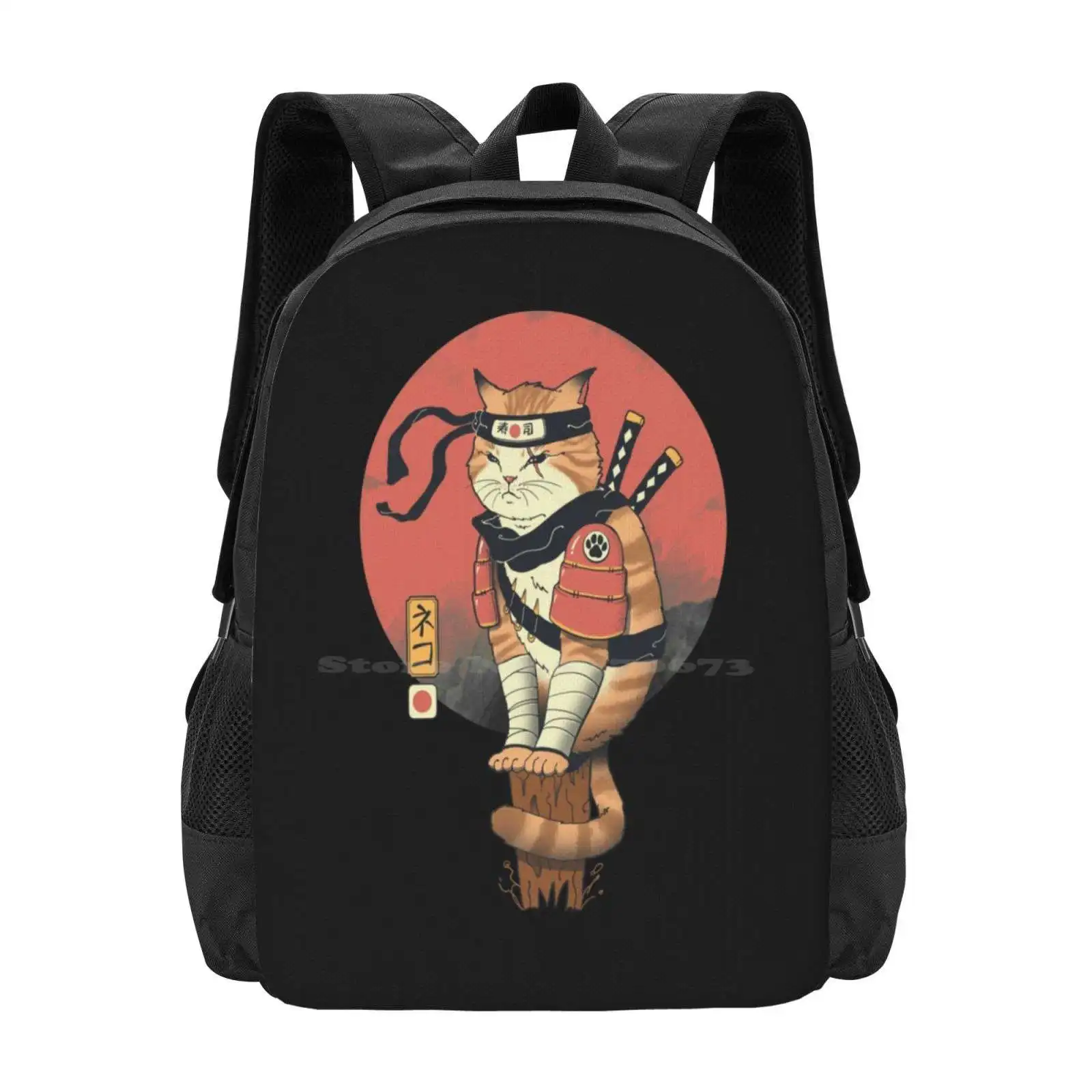 Shinobi Cat Hot Sale Backpack Fashion Bags Cats Anime Shinobi Kitty Cat Japanese Art Ukiyo E Woodblock Edo Retro Traditional