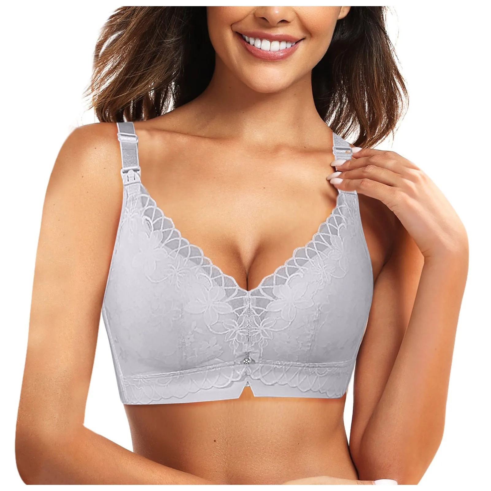 Sólida lingerie de enfermagem maternidade para mulheres, sutiã push up, underwire acolchoado, respirável, sono, laço, sem underwire