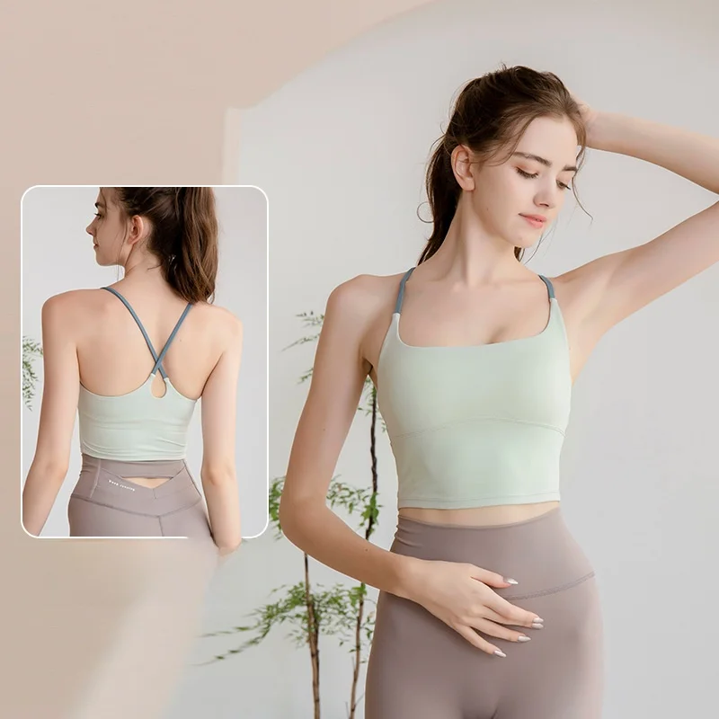 

Противоударный спортивный бюстгальтер пуш-ап с высокоэластичной поддержкой Топ для бега и фитнеса с красивой спиной Жилет для йоги против провисания