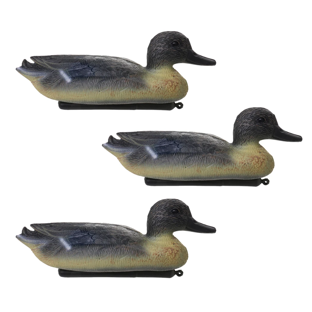 3 Pieces Hunting Plastic Duck Decoy Drake Mallard Duck with Floating Keel for Garden Decor,