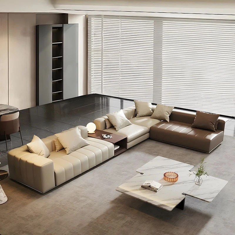 

Piano key leather sofa, Italian light luxury minimalist