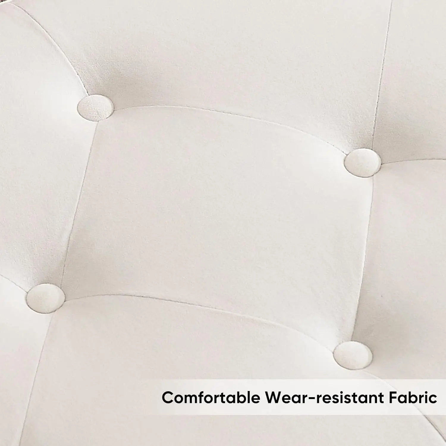 '65' King Size End of Bed Storage Bench, Tufted Button Upholstered Ottoman, Gold Legs, Beige'