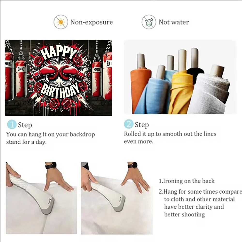 Boxing Theme Birthday Party Decoration Fight Sport Background Boxing Gloves Boxer Challenge Game Banner Poster Photo Studio Prop view 6