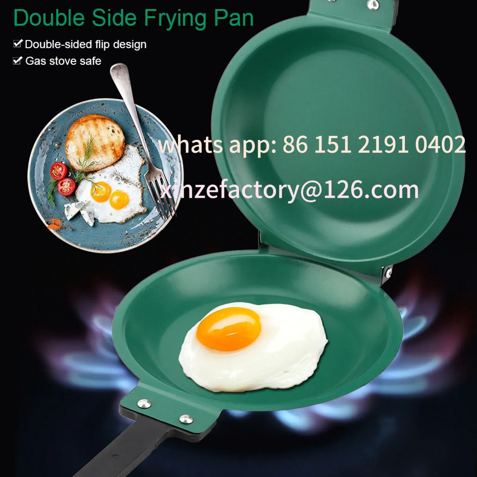 

Customizable New Double Side Titanium Steel Coating Flip Frying Pan for Kitchen Omelet Steak Ham Pans Kitchen Stove Utensils Coo