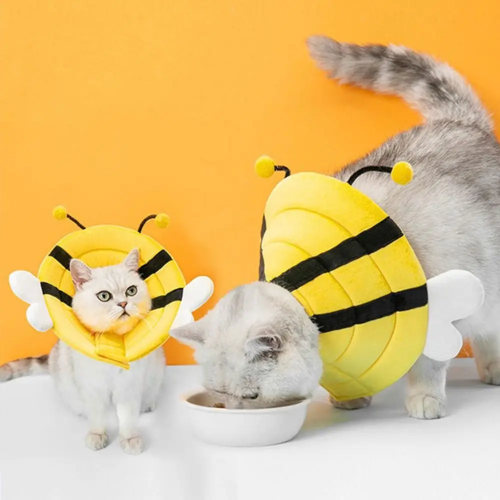 Bee Shape Pet Elizabethan Collar Portable Adjustable Soft Pet Accessories Wound Healing Anti-Bite Cat Postoperative Collar Pet