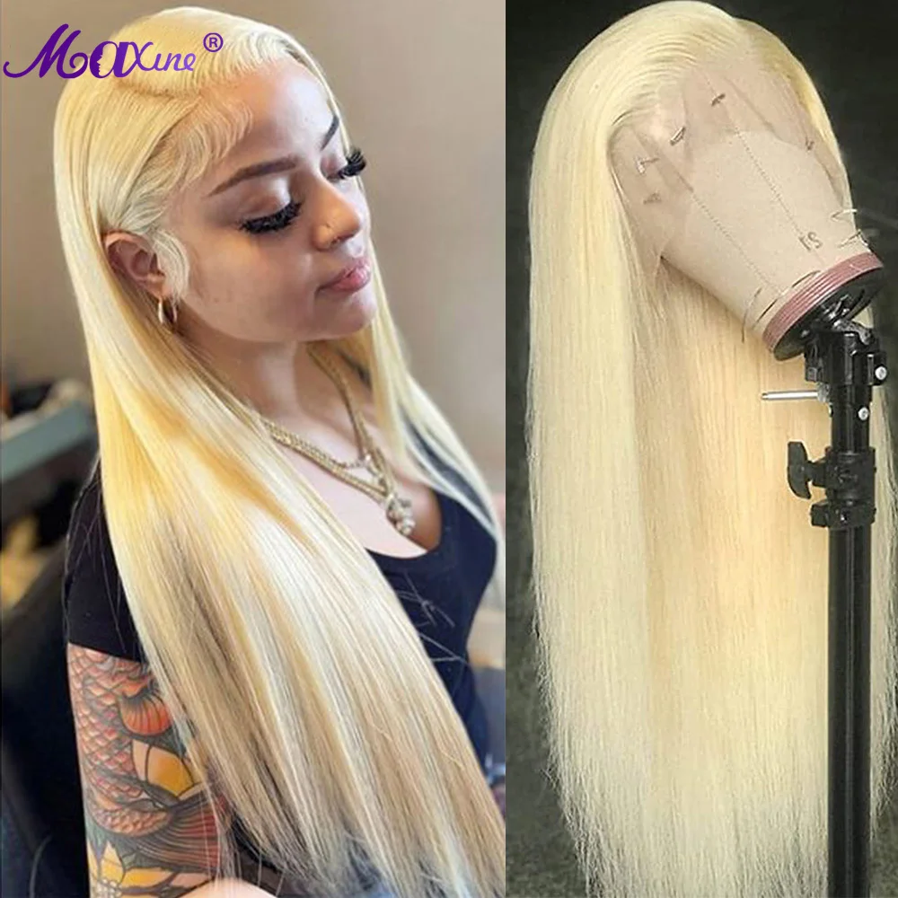 

13x4 HD Transparent Lace Front Wig 613 Blonde Colored Straight Human Hair Wigs Lace Front Wigs For Women Pre Plucked Lace Wigs