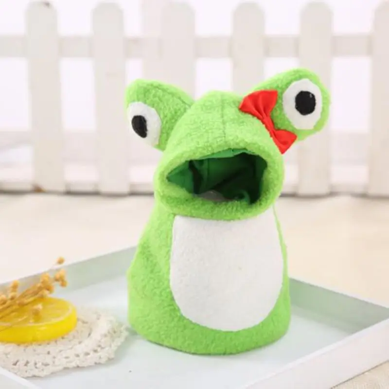 Plush BirdsWinter Warm Hat Hooded Clothes Funny Frog Shaped Flying Suit Parrots Costume Cosplay Outfit  Pet Bird Accessories