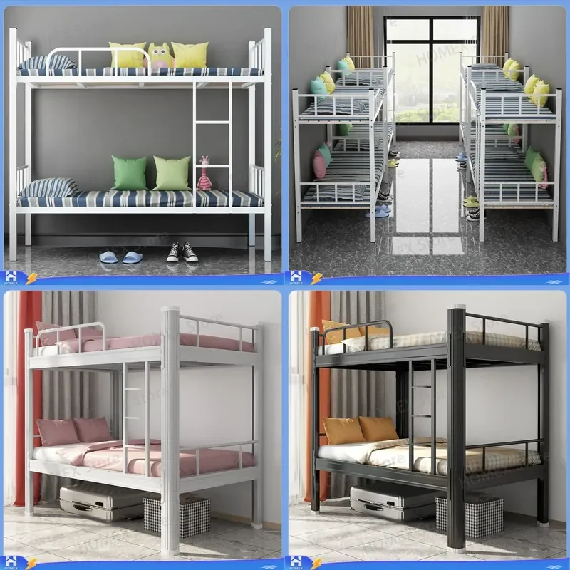Heavy Duty Metal Bunk Bed Frame Twin Over Full Steel Loft Bed for Adults Kids Student Dormitory Apartment Space Saving