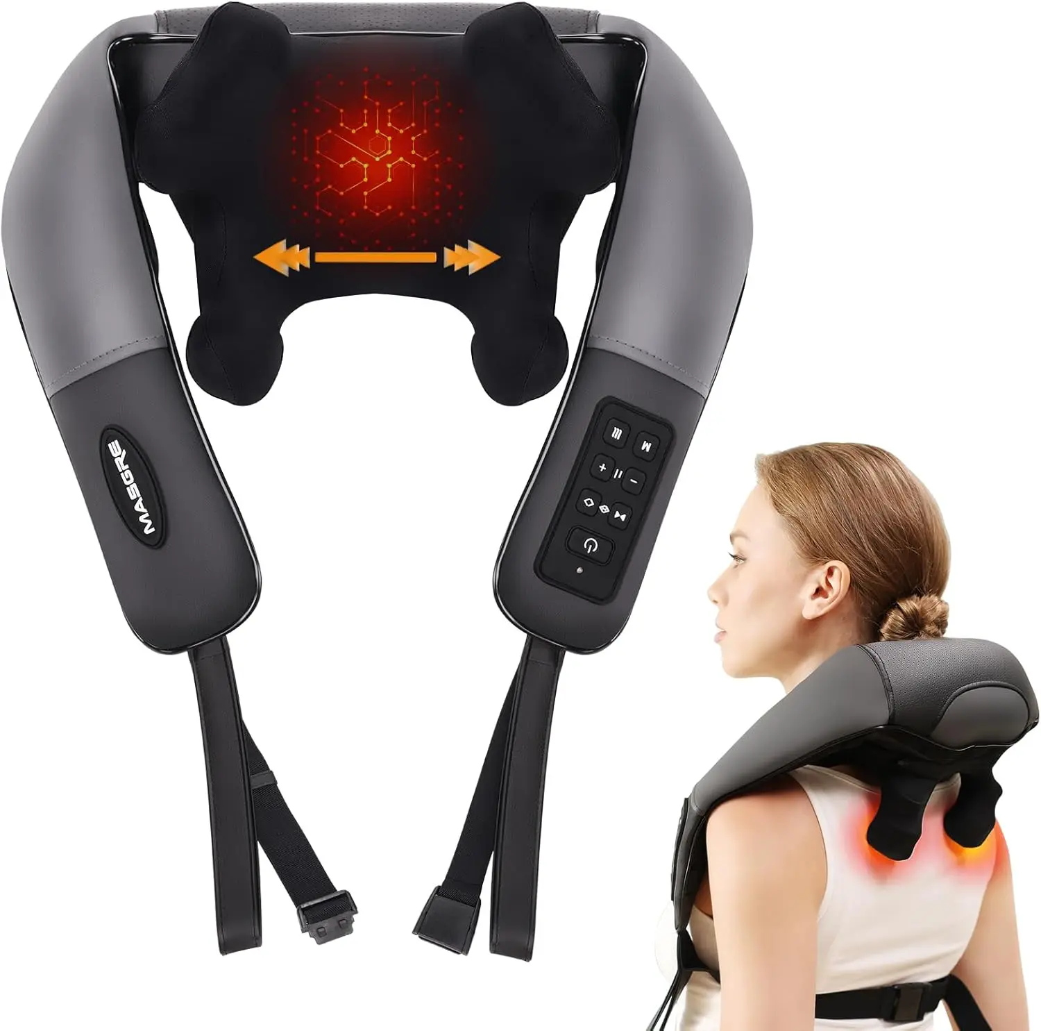

Adjustable Cordless Heated Neck Back Massager with 6D Kneading for Pain Relief, Perfect Gift