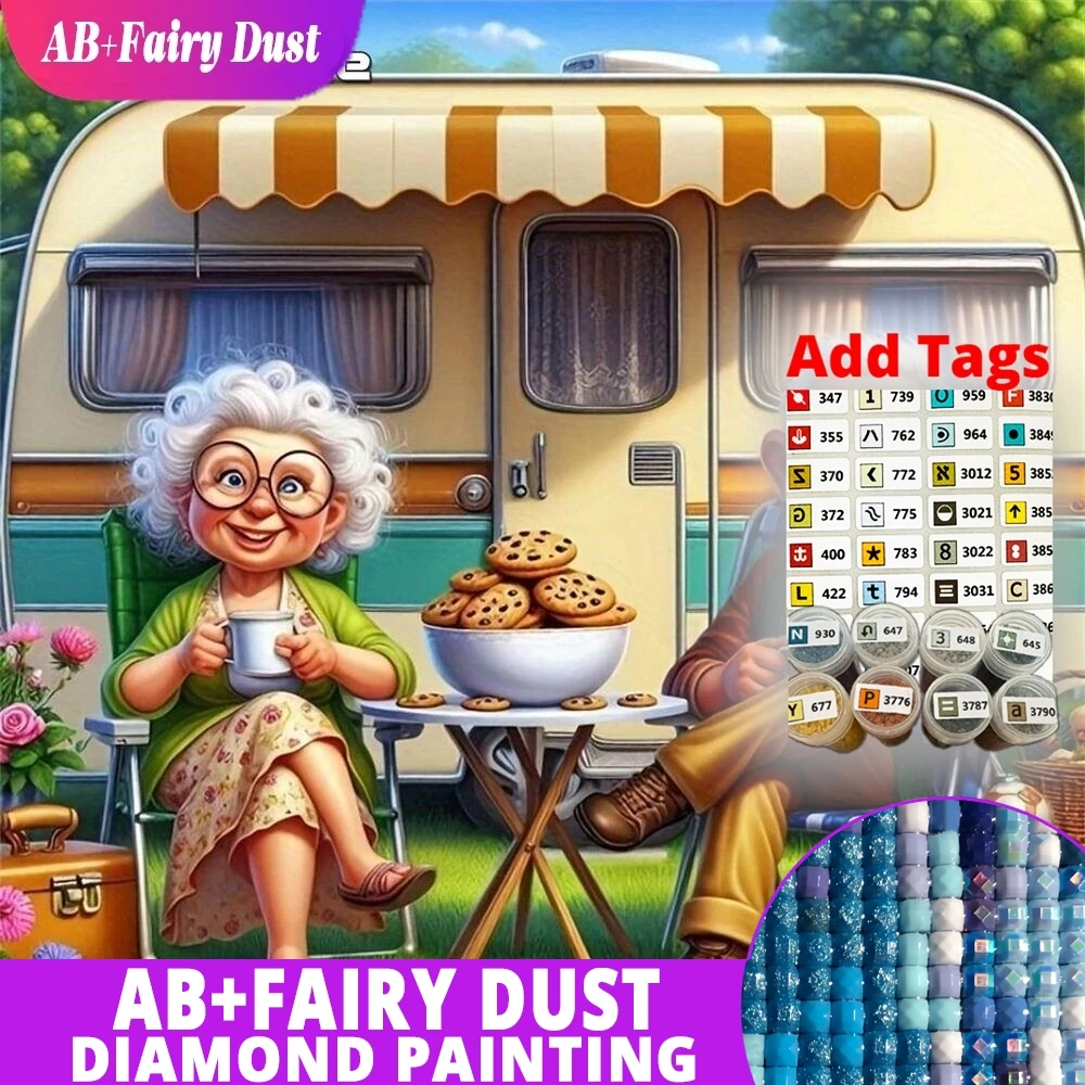 

AB Fairy Dust Diamond Painting Grandpa Granny New Arrival Embroidery Camping Rhinestones Mosaic Portrait Picture Wall Art