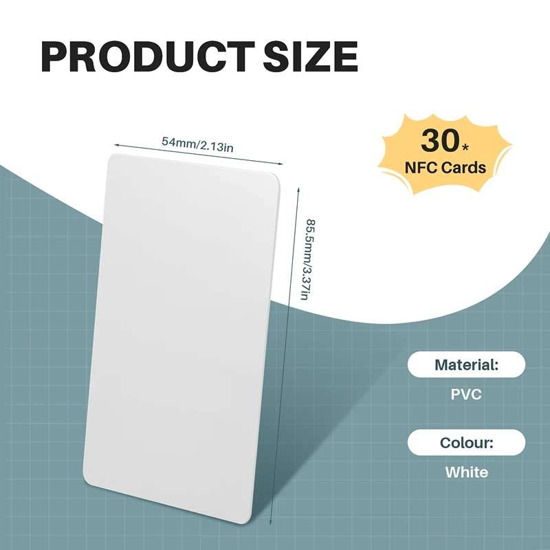 XTECH 30 قطعة لبطاقة NTAG215 بطاقة NFC بدون تلامس 504 بايت بطاقة القراءة والكتابة البلاستيكية المحمولة
