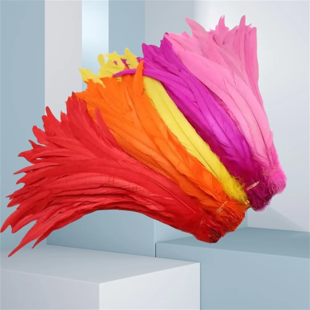 100pcs Rooster Tail Feathers Decoration and Accessories 25-30cm Wedding Materials Centerpiece Party Dress Chicken Feather Plumas