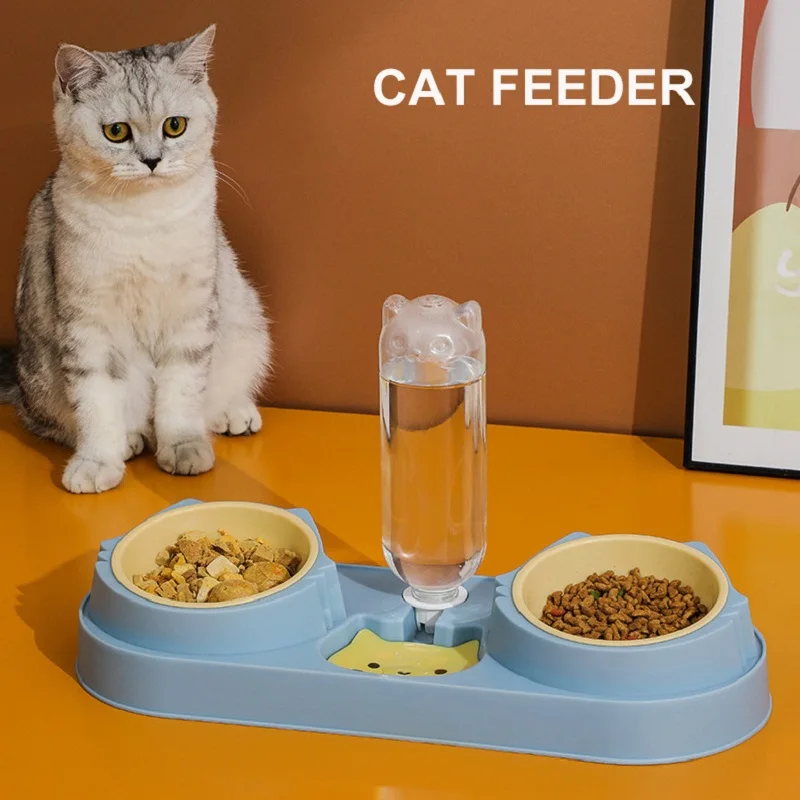 

Feeder and Drinker for Cats Protecting The Cervical Spine Automatic Drinking Bowl for Pet Puppy Product with Food Grade Meterial