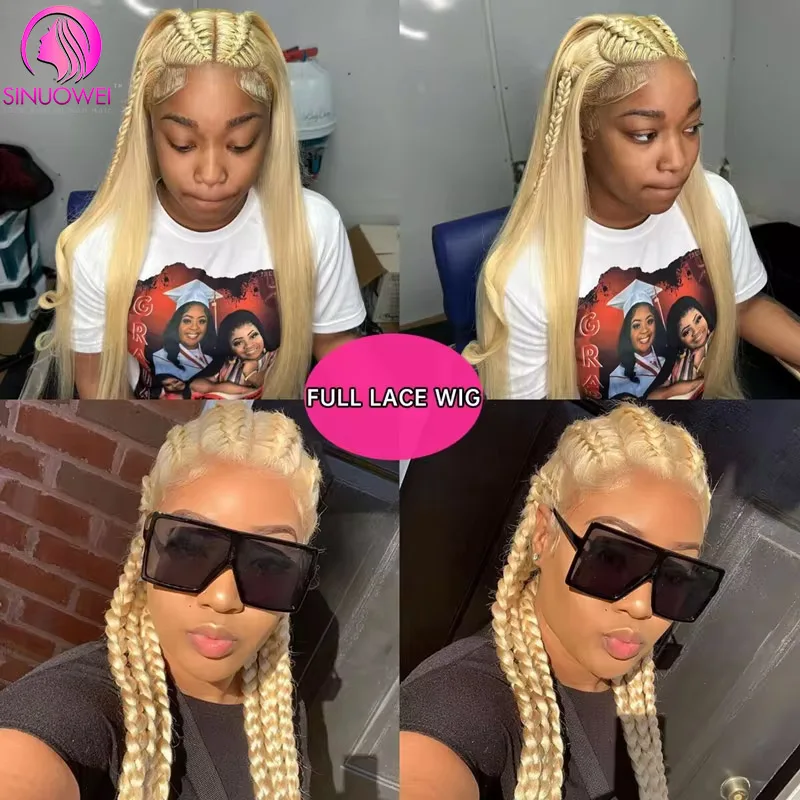 613 Blonde Full Lace Straight Human Hair Wigs Pre Plucked Lace Frontal Human Hair 180% Density Straight Blonde Lace Front Wigs