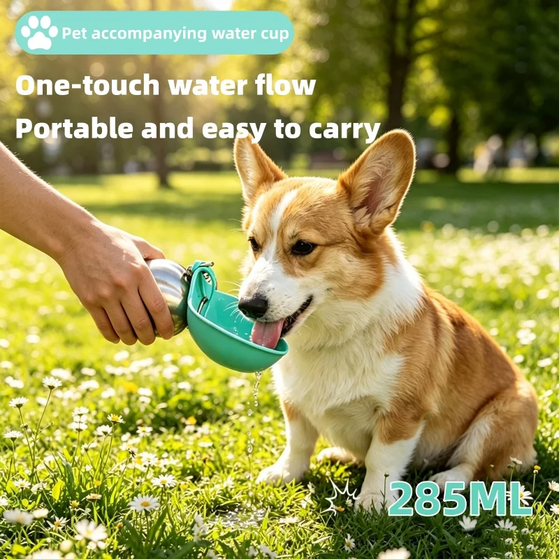 Compact Foldable Pet Drinking Bottle Leak Proof With Lanyard Lightweight Travel Water Dispenser For Dogs Cats Outdoor Use