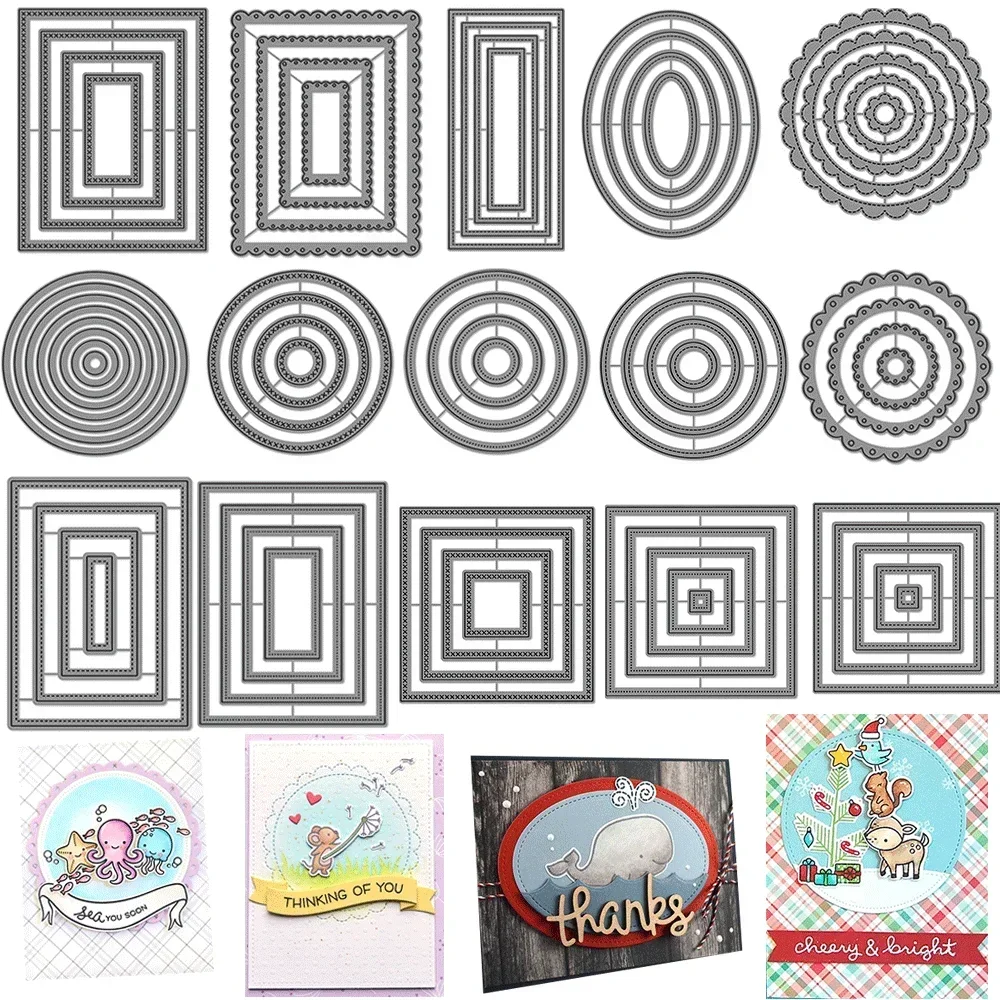 Kleine gepunktete quadratische Kreis stapelbare Metall-Stanzformen, Prägestanz für DIY-Kartenherstellung, Scrapbooking, Bastelbedarf