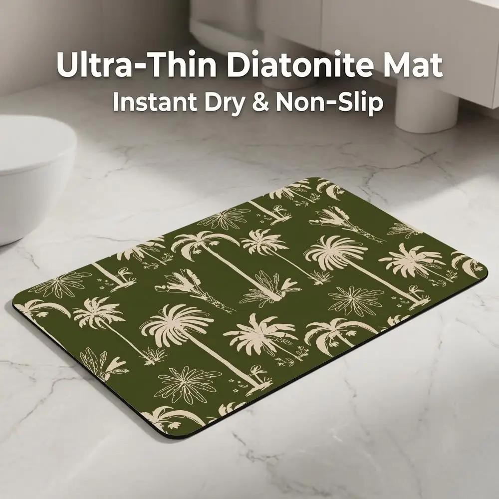 Pattern T-Tropical P-Palm Floor Mat Diatomite Bath Mat, Quick Dry, Absorbent, Multi-Scene Mat