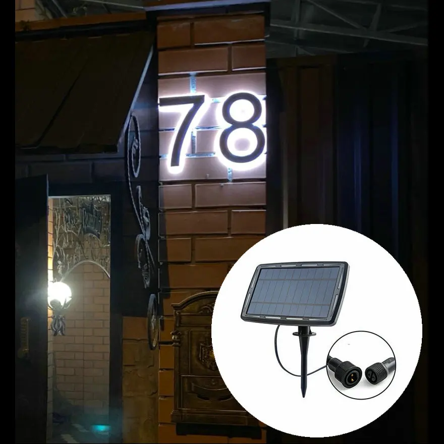 

outdoor waterproof garden solar led number 5" height 3D led light sensor address numbers solar light