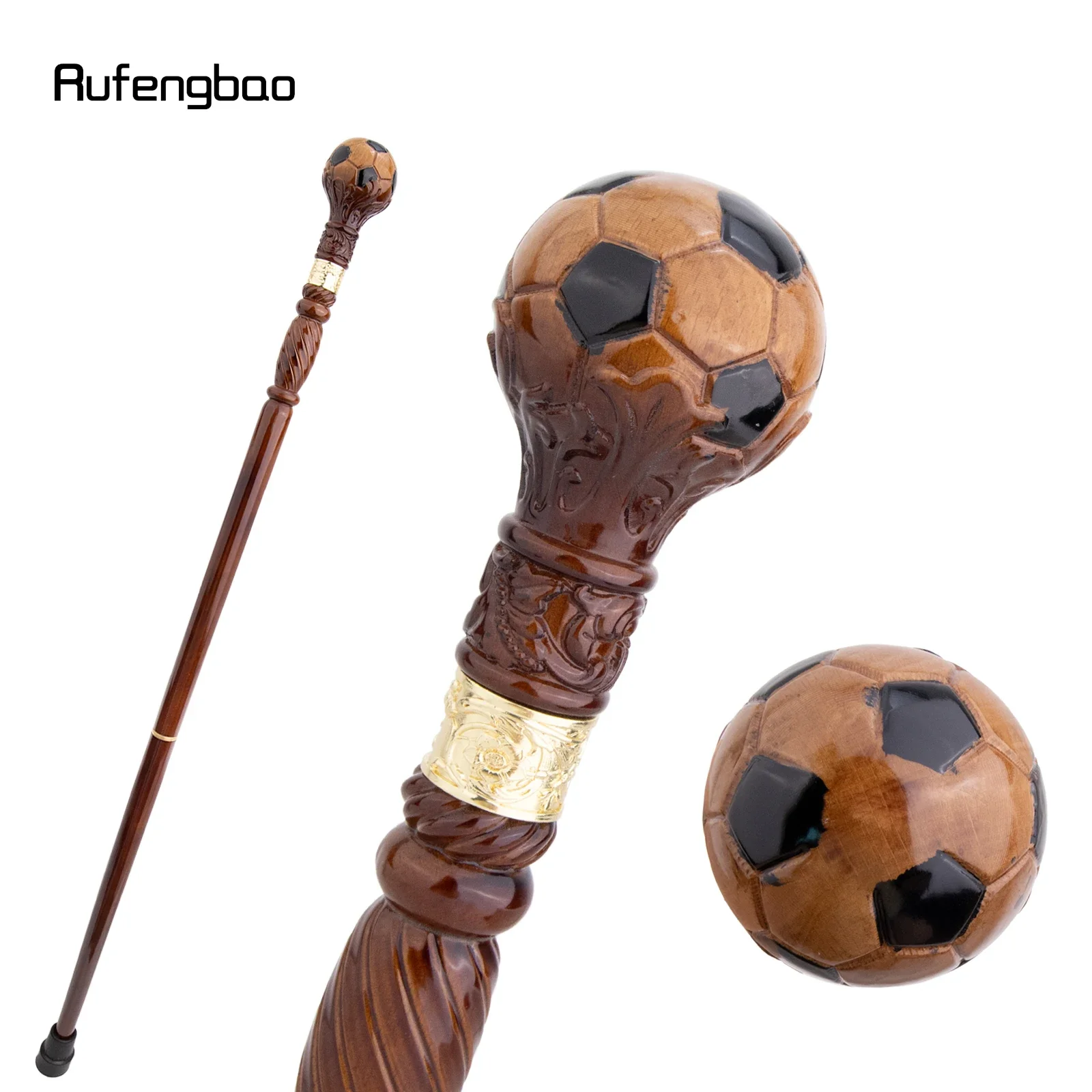 Football Brown Wooden Fashion Walking Stick Decorative Vampire Cospaly Party Wood Walking Cane Halloween Mace Wand Crosier 95cm view 3