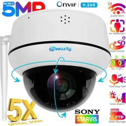 Sony CCD 5MP 5X Optical Zoom Dome Wifi PTZ IP Camera Human Detection Auto Tracking Two-way Intercom CCTV Surveillance Cameras