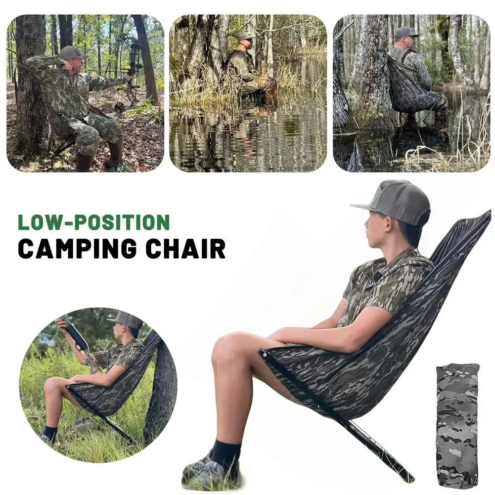 

Низкопозиционный стул для кемпинга, складной, легкий, из высокоуглеродистой стали, устойчивый для охоты, рыбалки, дикой природы, путешествия, сиденье, инструмент