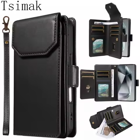Leather Case For Samsung Galaxy S25 Ultra S24 S23 S22 S21 FE S20 S10 Plus Note 10 8 9 20 Edge Flip Wallet Multi-card Phone Cover