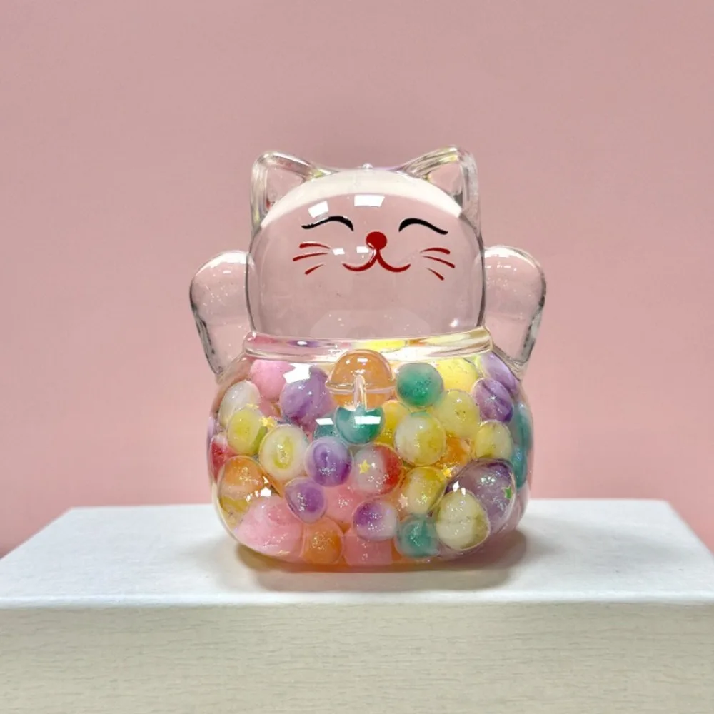 الهدايا الملونة لون الحلوى قطة الحظ الحلي الإبداعية Kawaii مصغرة الحرفية الديكور DIY الديكور Microlandscape