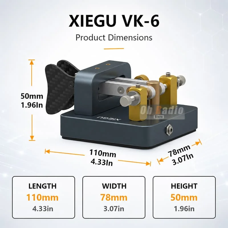 XIEGU Electric Key VK-6 Short Wave Wireless Automatic Morse Code Key Radio Transmission With Aluminum Alloy Base For X6100 X5105