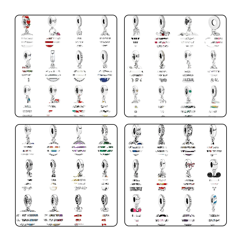 

Silver 925 Original Pendants Charms Beads For Bracelets Women Mouse Friends Christmas Gift Love Hearts Castle DIY Jewelry Making