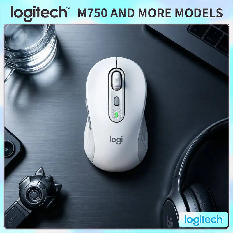 M750 Silent Office Mouse - Rubber Grips 4000 DPI Precision 90% Noise Reduction 3-Device Switch 24-Month Battery Travel Friendly