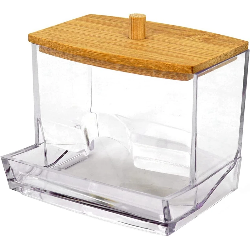 Cotton Swab Holder Cotton Swab Dispenser, Bathroom Table Top Decoration Storage Box, Transparent Bracket For Storage-FUNN