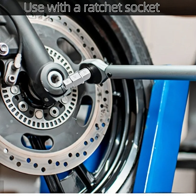 مجموعة أدوات إصلاح الدراجات النارية ذات المحور السداسي 4 في 1 شديدة التحمل 3/8 بوصة - فولاذ Cr-V مضاد للصدأ لمقابس 17/19/22/24 مم، محرك احترافي