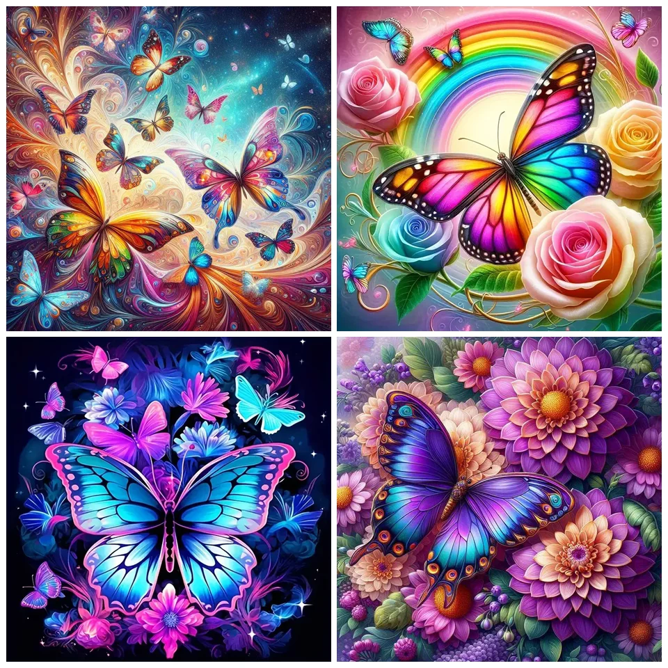 Diy Diamond Painting Flower Rose Full Mosaic Animal Butterfly 5D Embroidery Rainbow Wall Decor Handmade Gift Craft Kit