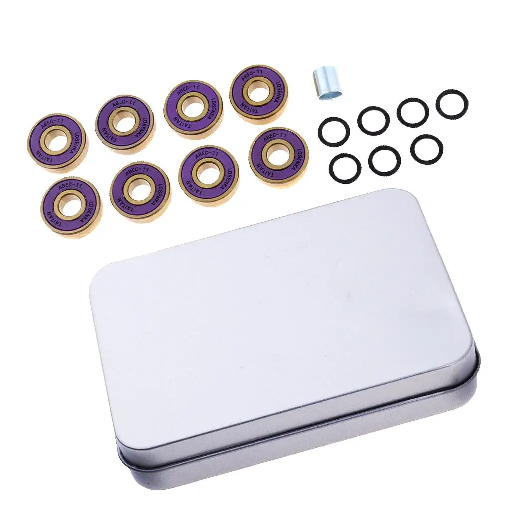 Durable Titanium Skateboard Bearings Easy Clean High Speed Inline Skates Bearing for Scooter and Cruiser Boards