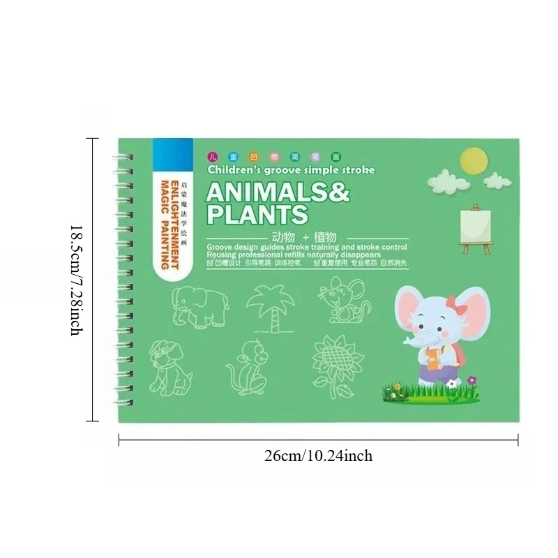 3D Groove Reusable Children Drawing Books Educational Montessori Games Magic Book Curious Copybook for Writing Practice Book