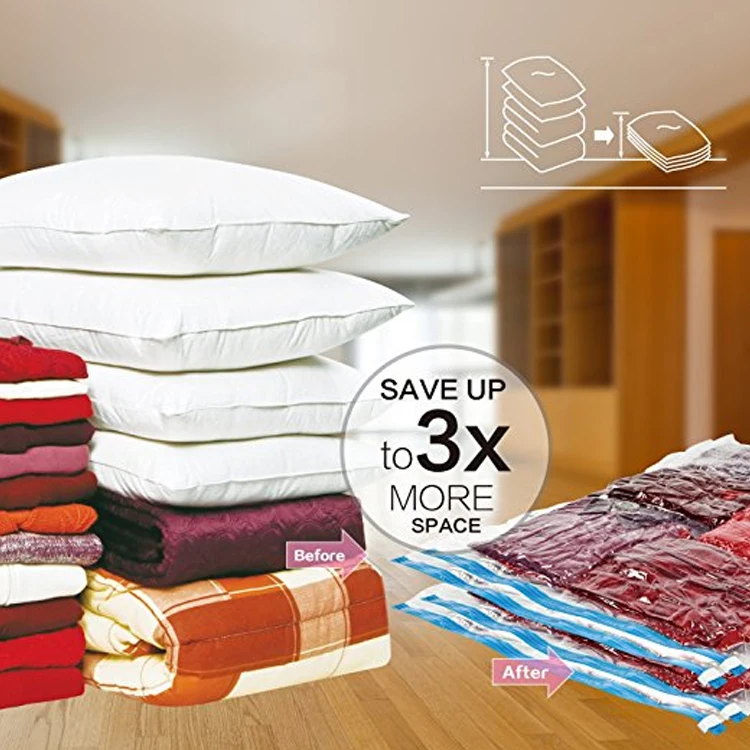 سعر المصنع صديقة للبيئة توفير المساحة حقيبة مضغوطة مجموعة أكياس تخزين المكنسة الكهربائية مع مضخة للملابس