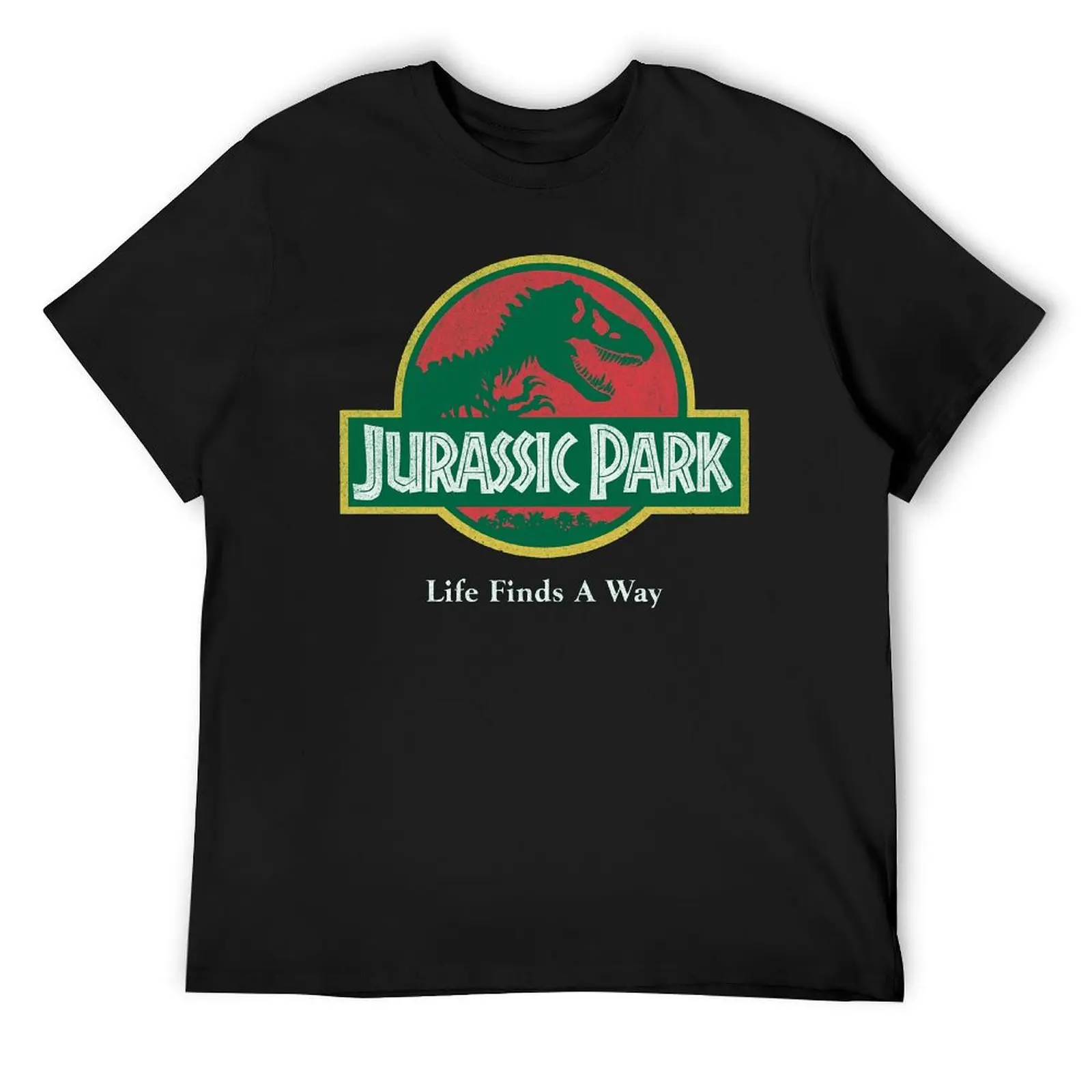 Jurassic Park Retro Red Life Finds A Way Cl Crewneck T-shirt Movement Top Tee Hipster Funny Novelty Aactivity Competition USA Si