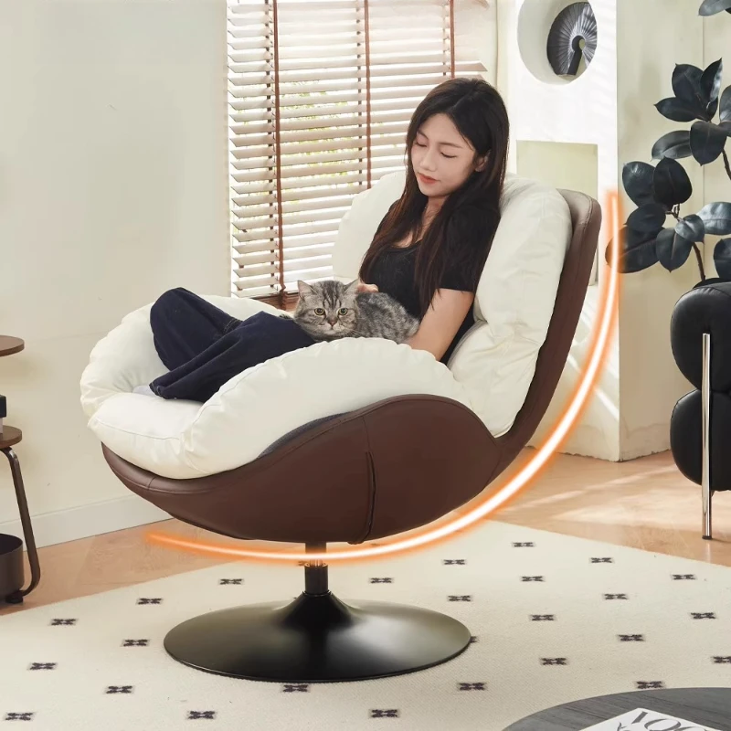 

Single sofa chair living room balcony household Italian small apartment leisure chair eggshell chair can be rotated