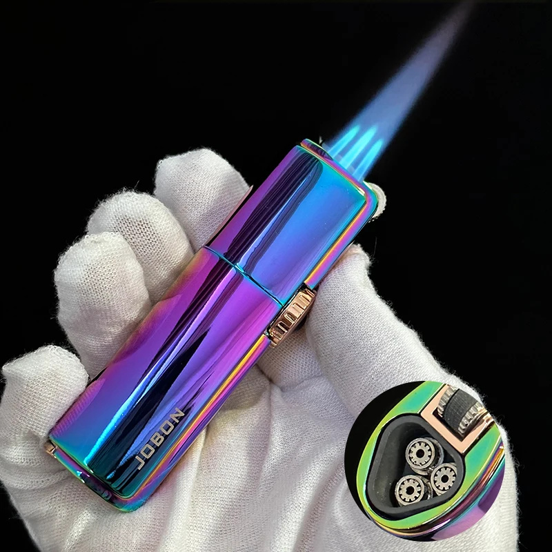 

JOBON inflatable 4 torch jet windproof lighter metal grinding wheel flint lighter gas butane inflatable gift cigarette lighter