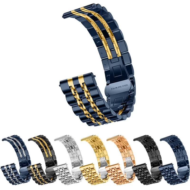 20 mm 22 mm Schnellverschluss-Uhrenarmband aus massivem Edelstahl als Ersatz für universelles wasserdichtes Uhrenarmband mit Faltschließe