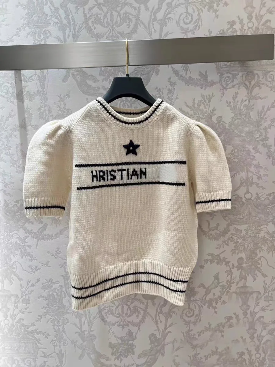 South Oil High-Defn Primavera Estate 2025 Maglione lavorato a maglia Camere da donna con lettera ricamata e Bubble Sve