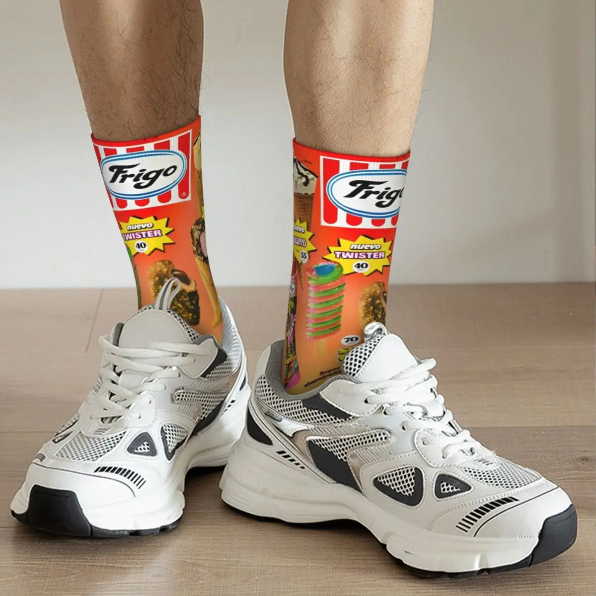 Calcetines de baloncesto con helado, medias de tubo medio de poliéster, transpirables, Unisex