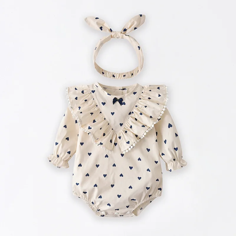 

Baby Clothes Spring/Summer New Collection for Female Baby Butterfly Long Sleeve Love Printed 0-1 Year Old Jumpsuit