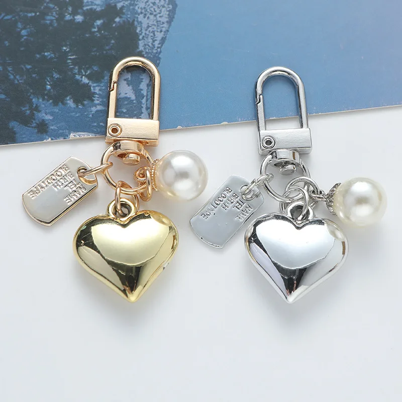 2pcs Fashion Alloy Keychains Big Heart Little Ball Key Rings For Women Men Friendship Gift Handbag Pendant Decoration Jewelry