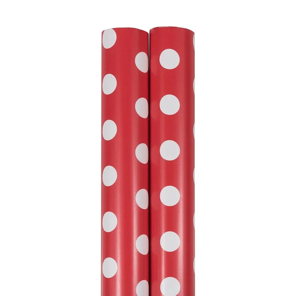 

Polka Dot Wrapping Paper, 50 Sq. ft Total Red with White Dots, 2 Rolls