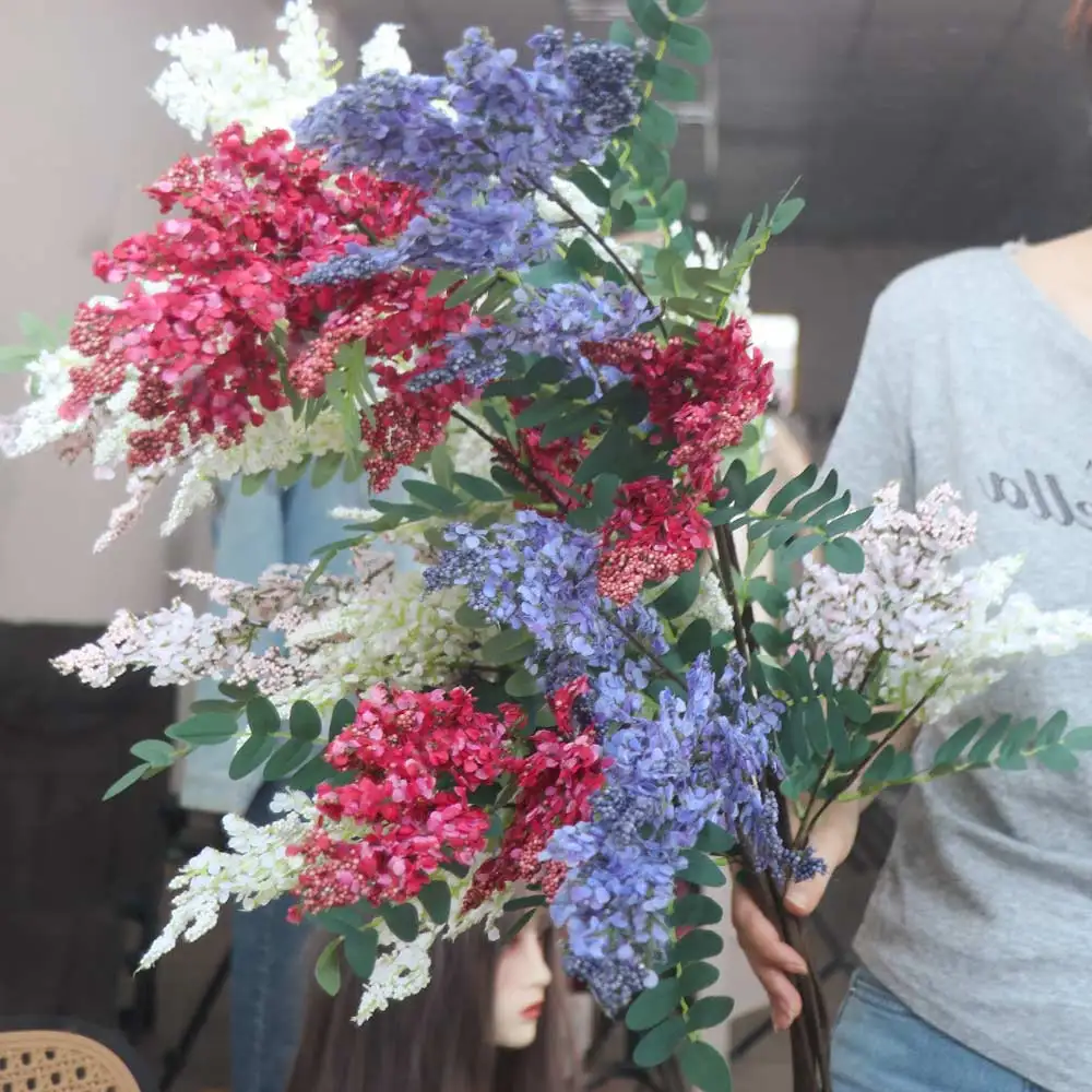 

120cm Artificial Sophora Flower Realistic Handmade Simulation Sophora Beautiful Fake Flower Outdoor Garden Decor